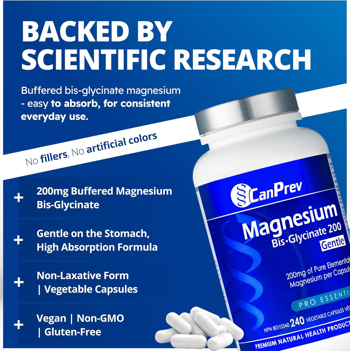 Canprev Magnesium Bis·Glycinate 200mg Gentle (240 caps)
